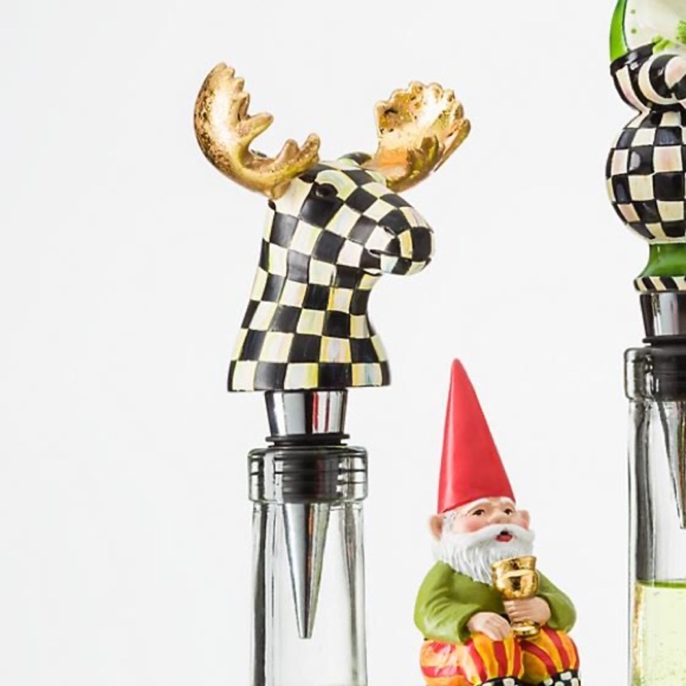 MacKenzie-Childs Wine Tote & Moose Bottle Stopper - Picture 5 of 10